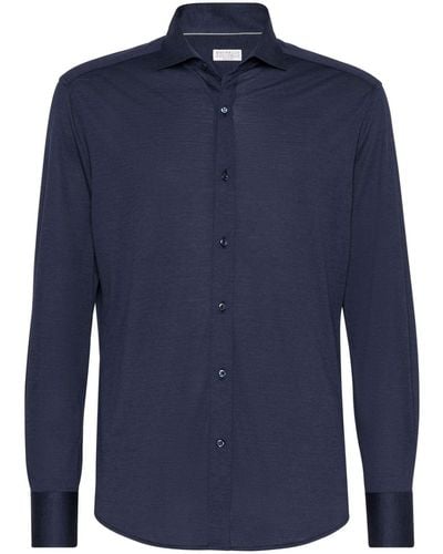 Brunello Cucinelli Camisa de tejido jersey - Azul