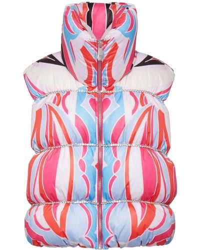Philipp Plein Circus Abstract-pattern Quilted Gilet - Red