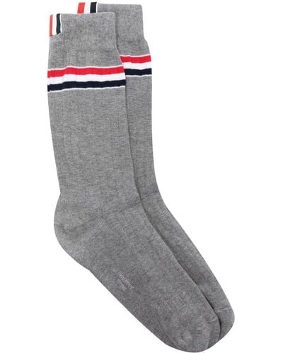 Thom Browne Rwb Striped Socks - Gray