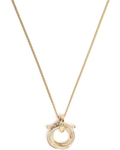 Ferragamo Crystal-embellished Pendant Necklace - Metallic