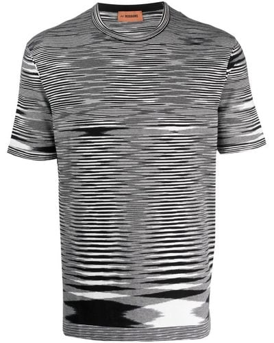 Missoni Stripe-print Short-sleeved T-shirt - Grey