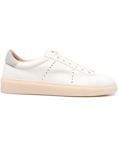 Eleventy Lace-up Leather Sneakers - Natural