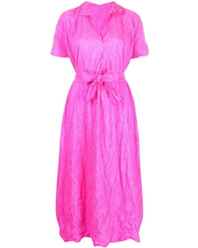 Daniela Gregis Crinkle-effect Midi Dress - Pink