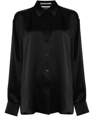 Alexander Wang チュールパネル シルクシャツ - ブラック