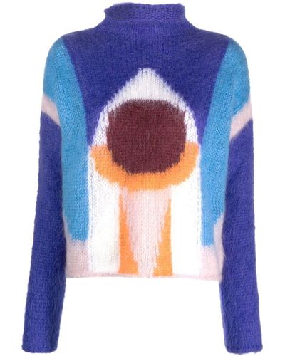 Forte Forte Vinicunca Graphic-knit Sweater - Blue