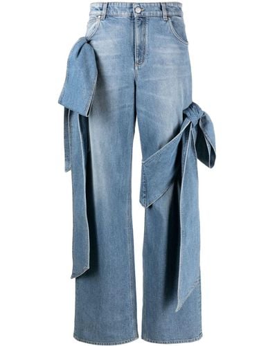 Blumarine Weite Jeans mit Schleife - Blau