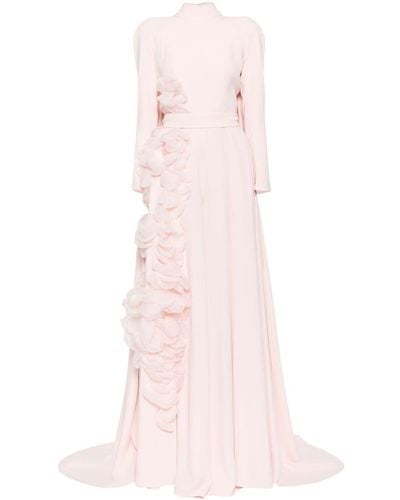 Saiid Kobeisy Organza-flowers Kaftan Maxi Dress - Pink