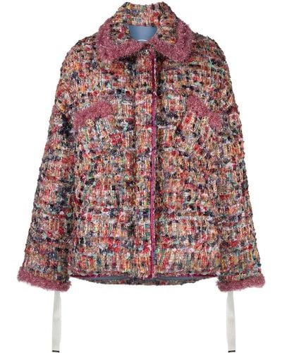 Khrisjoy Padded Tweed Button-front Jacket - Red