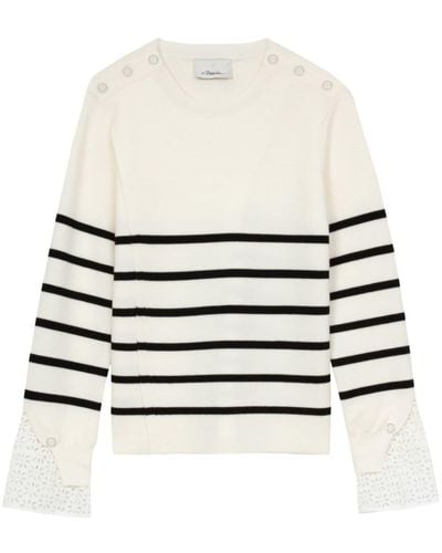 3.1 Phillip Lim Stripe-pattern Wool Sweater - White
