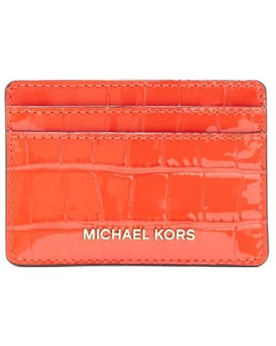 Michael Kors Leather logo card holder - Rot