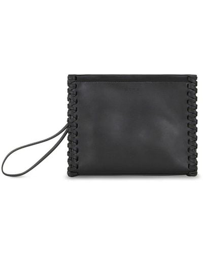 Etro Medium Whipstich-detail Leather Clutch Bag - White