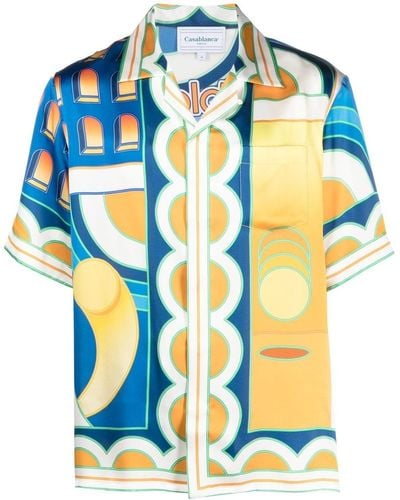 Casablancabrand Graphic-print Relaxed-fit Silk Shirt - Multicolour