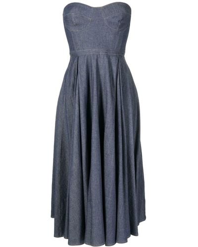 Saiid Kobeisy Denim Strapless Dress - Blue