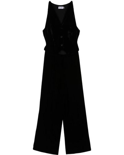 RIXO London Wide-leg Velvet Jumpsuit - Black