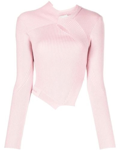 Feng Chen Wang Cut-out Detailing Ribbed-knit Sweater - Pink