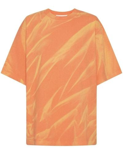 Dion Lee Crinkle-effect Cotton T-shirt - Orange