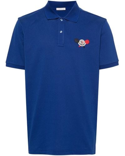 Moncler Poloshirt Met Logo-applicatie - Blauw