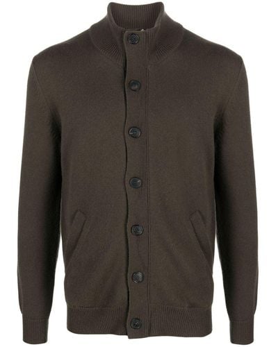 Brioni Leather-trimmed Cashmere Cardigan - Gray