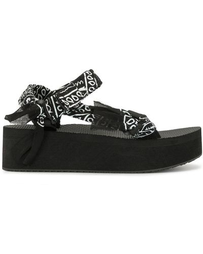 ARIZONA LOVE Bandana Wrapped Platform Sandals - Black
