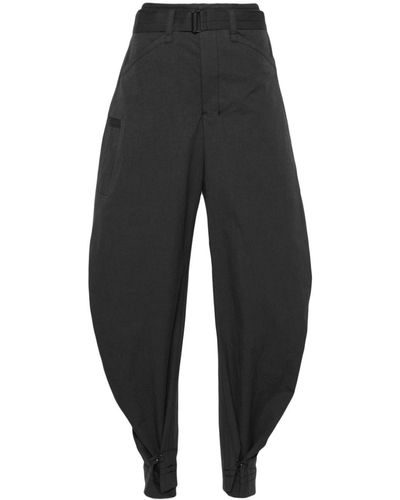 Lemaire Belted Tapered-leg Trousers - Black