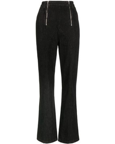 Self-Portrait Zip-embellished Straight-leg Jeans - Black