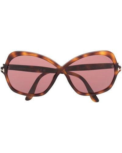 Tom Ford Oversized-Sonnenbrille in Schildpattoptik - Rot