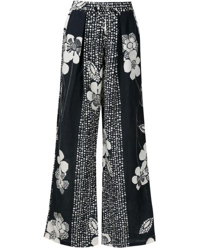 Amir Slama Floral-print Straight-leg Pants - Black