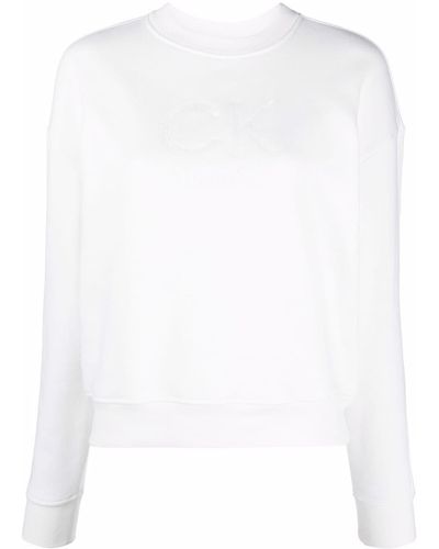 Calvin Klein Sweatshirt mit Logo-Print - Weiß
