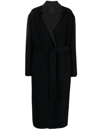 Givenchy Manteau bicolore à taille ceinturée - Noir