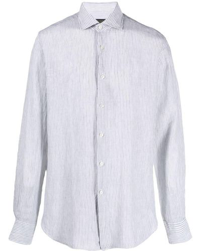 Dell'Oglio Striped Button-up Linen Shirt - White