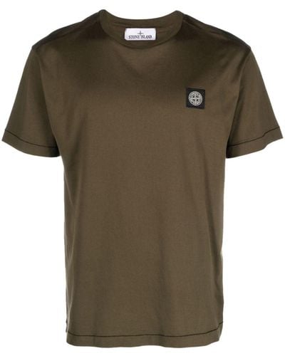 Stone Island Compass-patch Cotton T-shirt - Green