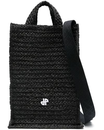 Patou Vertical Jp Raffia Tote Bag - Black