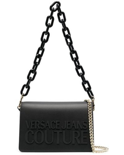 Versace ロゴエンボス ショルダーバッグ - ブラック