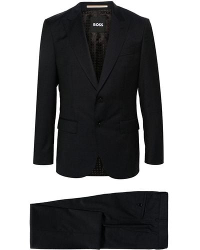 BOSS Single-breasted Virgin Wool Suit - Black