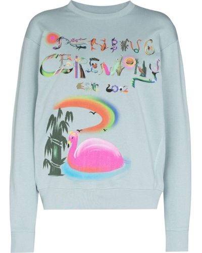 Opening Ceremony Chinese Letter Print Sweater - Blue