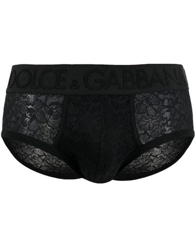 Dolce & Gabbana Logo-waistband Lace Boxers - Black