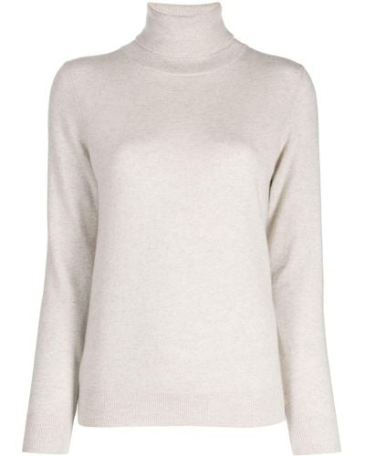 N.Peal Cashmere Ribbed-knit Roll-neck Jumper - White