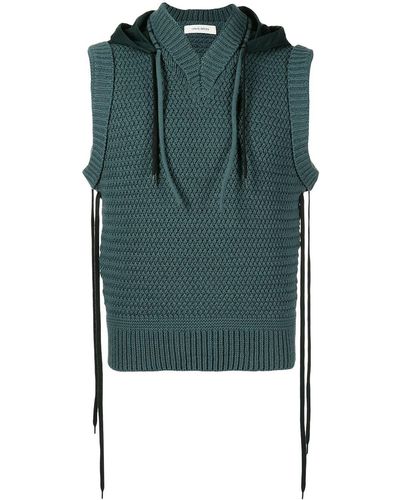 Craig Green Chunky Knitted Sleeveless Hoodie - Green