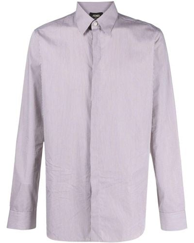 Fendi Pinstriped Cotton Shirt - Purple