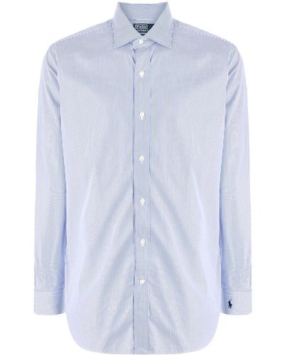 Polo Ralph Lauren Long-sleeve Pinstripe Dress Shirt - Blue