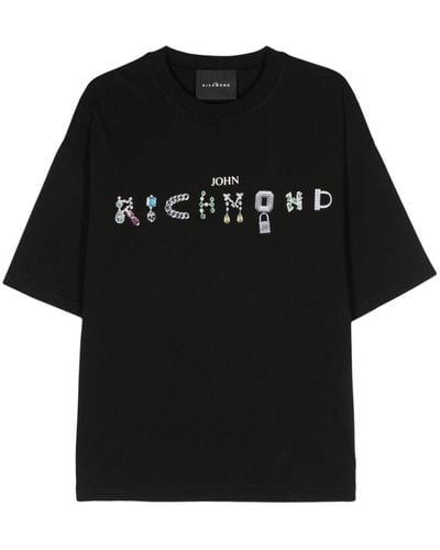John Richmond T-shirt en coton à logo imprimé - Noir