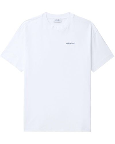 Off-White c/o Virgil Abloh T-shirt en coton à rayures Diag brodées - Blanc