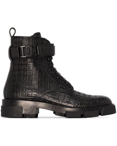 Givenchy Terra Embossed Combat Boots - Men's - Rubber/calf Leather - Black