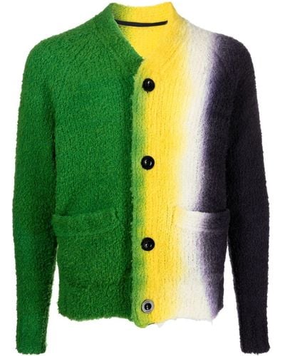 Sacai Ombré-effect V-neck Wool Cardigan - Green
