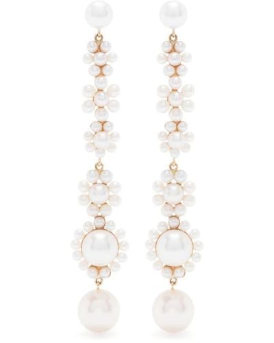 Sophie Bille Brahe 14kt Yellow Gold Grande Fleur Jeanne Pearl Drop Earrings - White