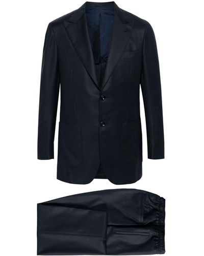 Kiton Single-breasted Virgin Wool Suit - Blue