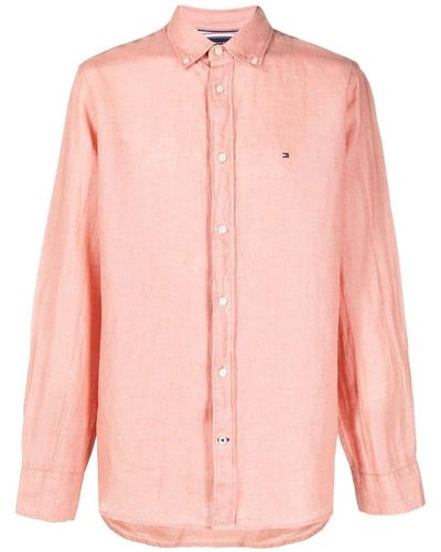 Tommy Hilfiger ロゴ リネンシャツ - ピンク