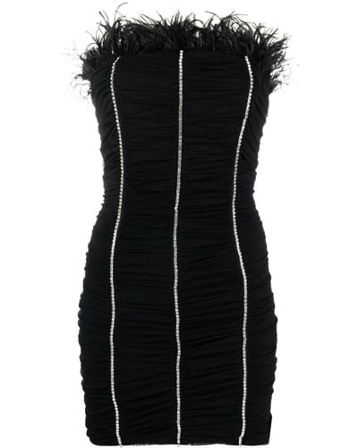 Patrizia Pepe Crystal-embellished Feather-detail Dress - Black