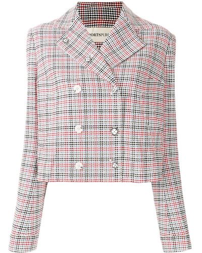 PORTSPURE Checked Double-breasted Jacket - Red