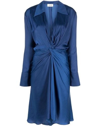 Zadig & Voltaire Vestido midi Rozo con cuello en V - Azul